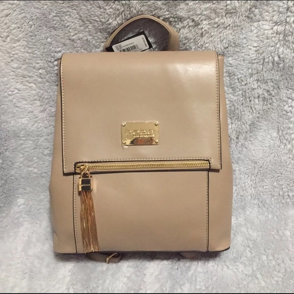 bebe Handbags - Bebe Taupe Flap Backpack